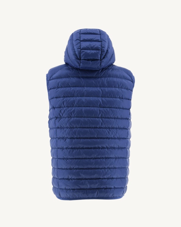 Kapüşonlu Kolsuz Aşağı Ceket Koyu Denim Pat Jott