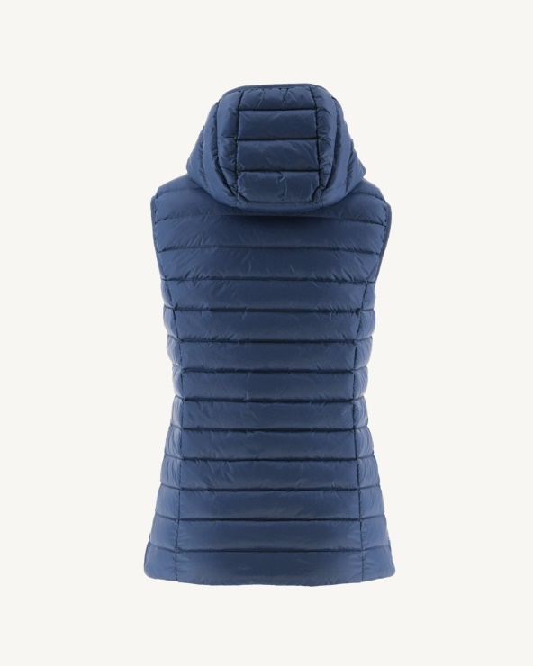 Hafif Kolsuz Aşağı Ceket Mavi Jeans Mali Jott