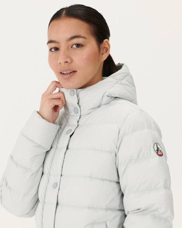 Yumuşak Gri Jane Düz Kapüşonlu Kirpi Ceket Jott Fashion