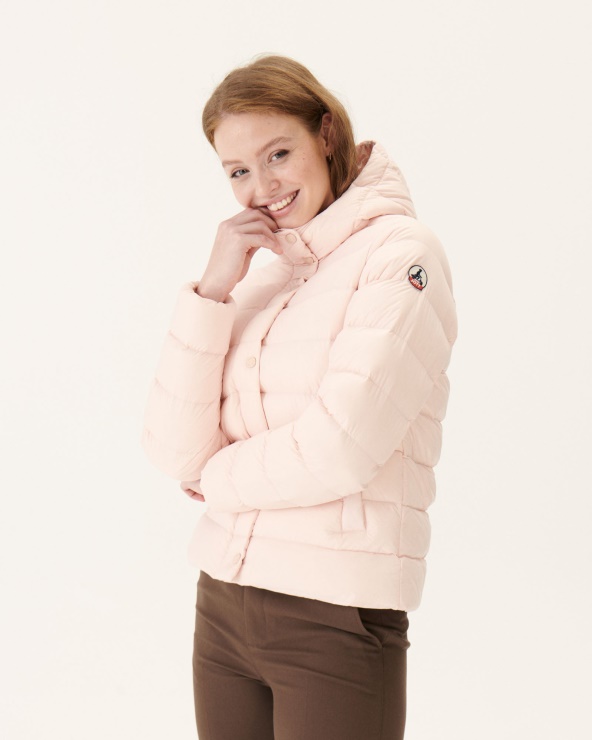 Jott Soft Pembe Jane Düz Kapüşonlu Kirpi Ceket