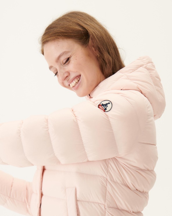 Jott Soft Pembe Jane Düz Kapüşonlu Kirpi Ceket