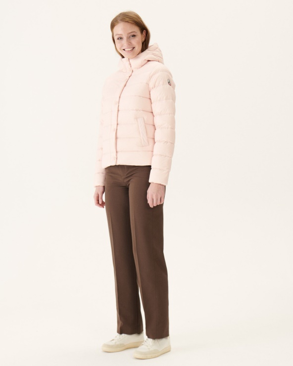 Jott Soft Pembe Jane Düz Kapüşonlu Kirpi Ceket