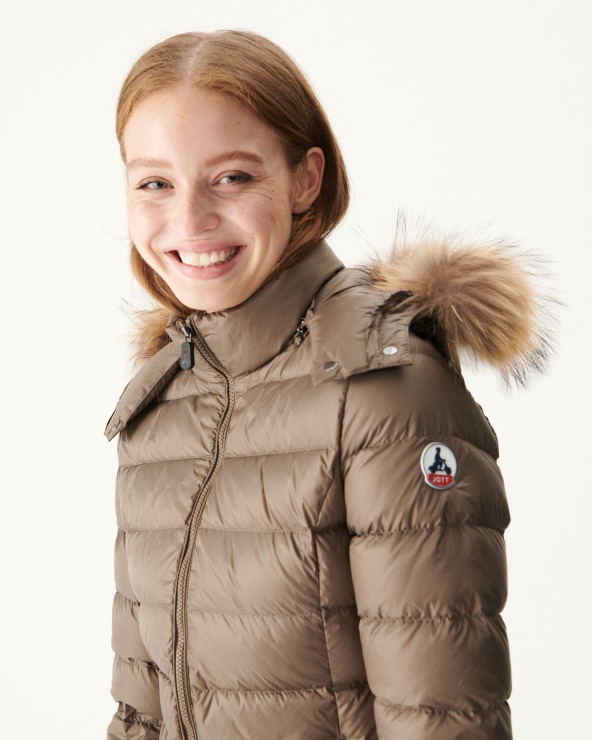 Jott Kapüşonlu Aşağı Ceket Taupe Luxe